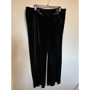 Calvin Klein Whitney Wide Leg Velvet Pants 18 Black High Rise Dressy Formal NWT